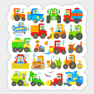 20 Tractors Farm Vehicles Harvester Digger Plow Sticker